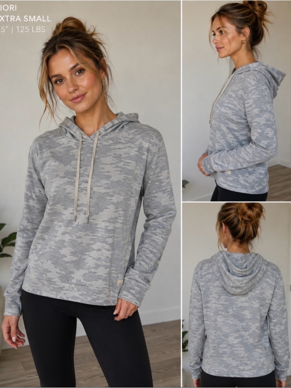 Vuori Gray Camo Hoodie Pullover for Women